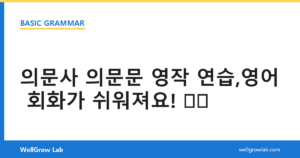 의문사 의문문 영작 연습,영어 회화가 쉬워져요!