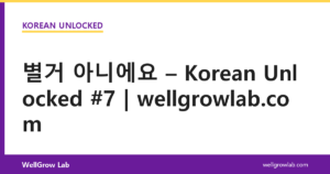 별거 아니에요 – Korean Unlocked #7 | wellgrowlab.com